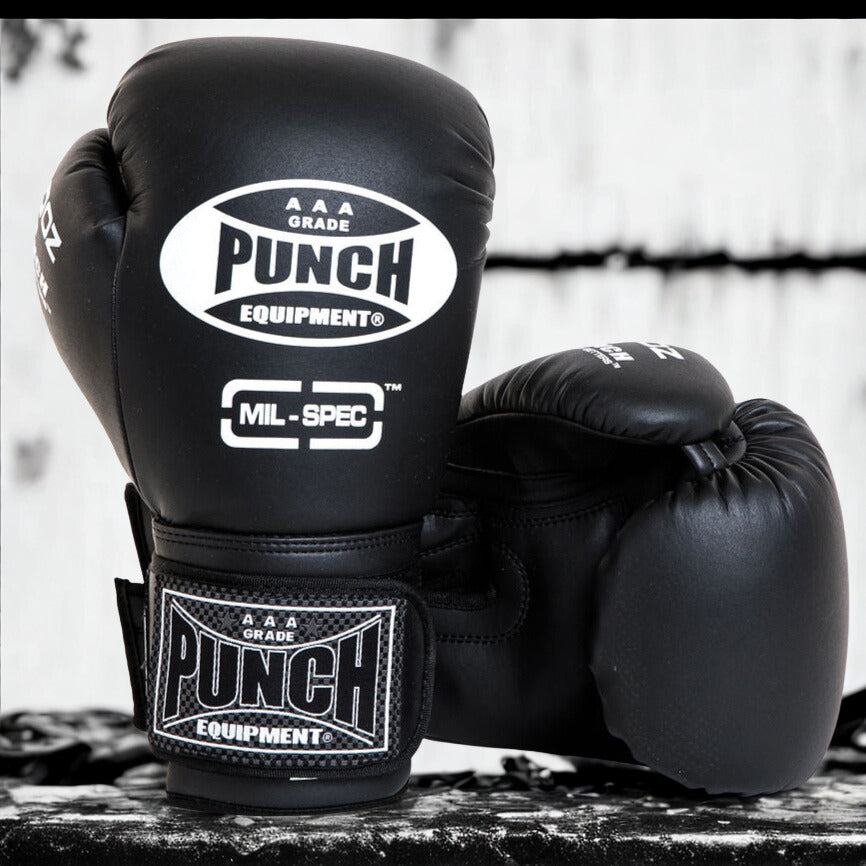 Trophy Getters Mil-Spec 16oz matt black boxing gloves